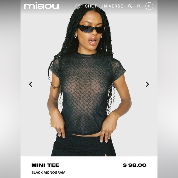 Miaou Tops - Miaou mini tee black monogram size XS